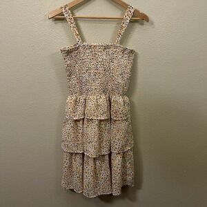 Mimi Chica Dainty Floral Dress Smocked Tiered Romantic Cottagecore Fairy Size L